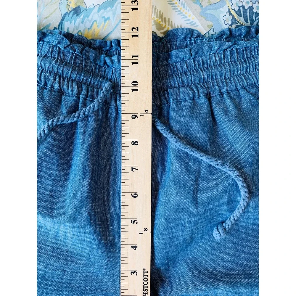 J Crew Womens Chambray Wide-Leg Drawstring Pant Med Echo Blue Wash Size 4